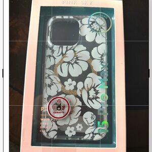 iPhone 15 Pro Max Clear Floral Protective Case - White & Gold